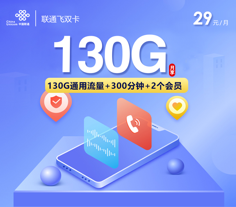 联通飞双卡29元130G通用+300分钟+每月2个会员，真香还是套路？